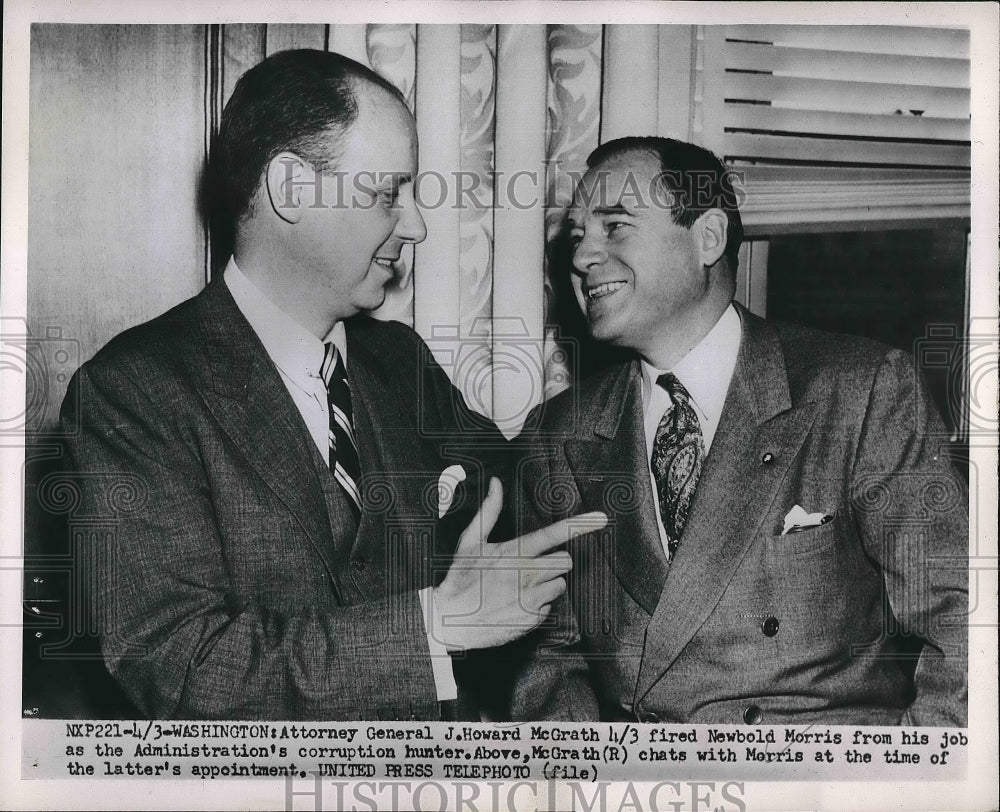 1952 Atty. Gen. Jay Howard McGrath with new Rep. Morris  - Historic Images