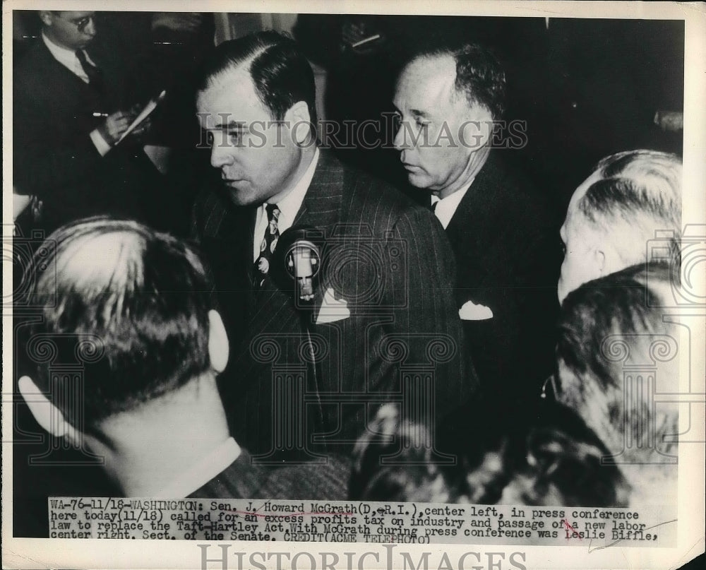 1948 Sen. Jay Howard McGrath with Sec. of the Senate Leslie Biffle - Historic Images