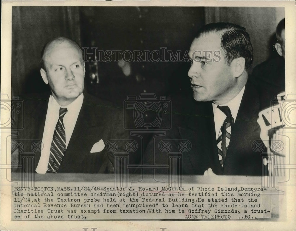 1948 Press Photo Sen. J Howard McGrath with Godfrey Simonds - nea84004 - Historic Images