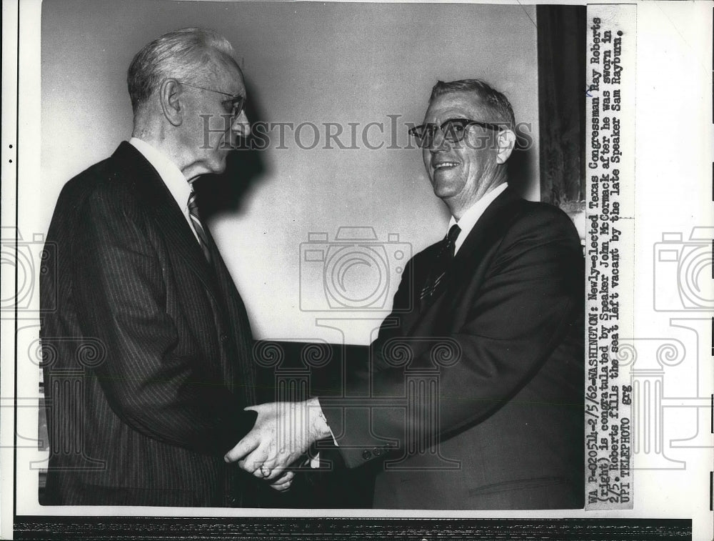 1962 Texas congressman Ray Roberts with speaker John McCormack - Historic Images