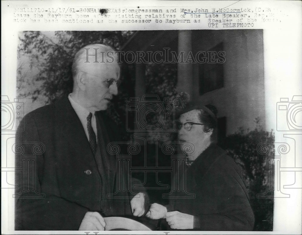 1961 Press Photo Congressman and Mrs. John McCormick - nea84019 - Historic Images