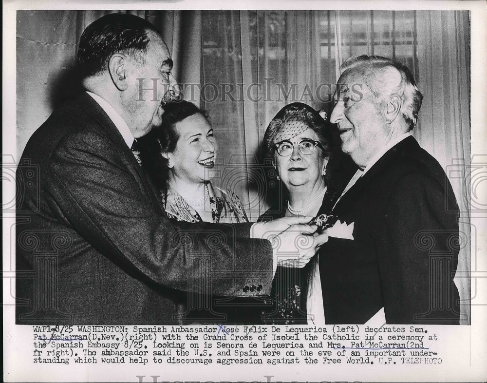 1953 Spanish Amb. JosÃƒÆ’Ã†â€Ãƒâ€šÃ‚Â© Felix De Lequerica with Sen. Pat McCarran - Historic Images