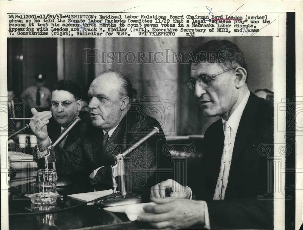 1958 Press Photo Board chairman Boyd Leedon with Frank Kleiler - nea84031 - Historic Images