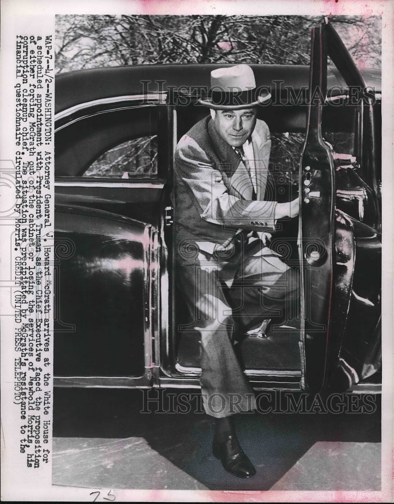 1952 Atty. Gen. Howard McGrath arriving at the White House - Historic Images