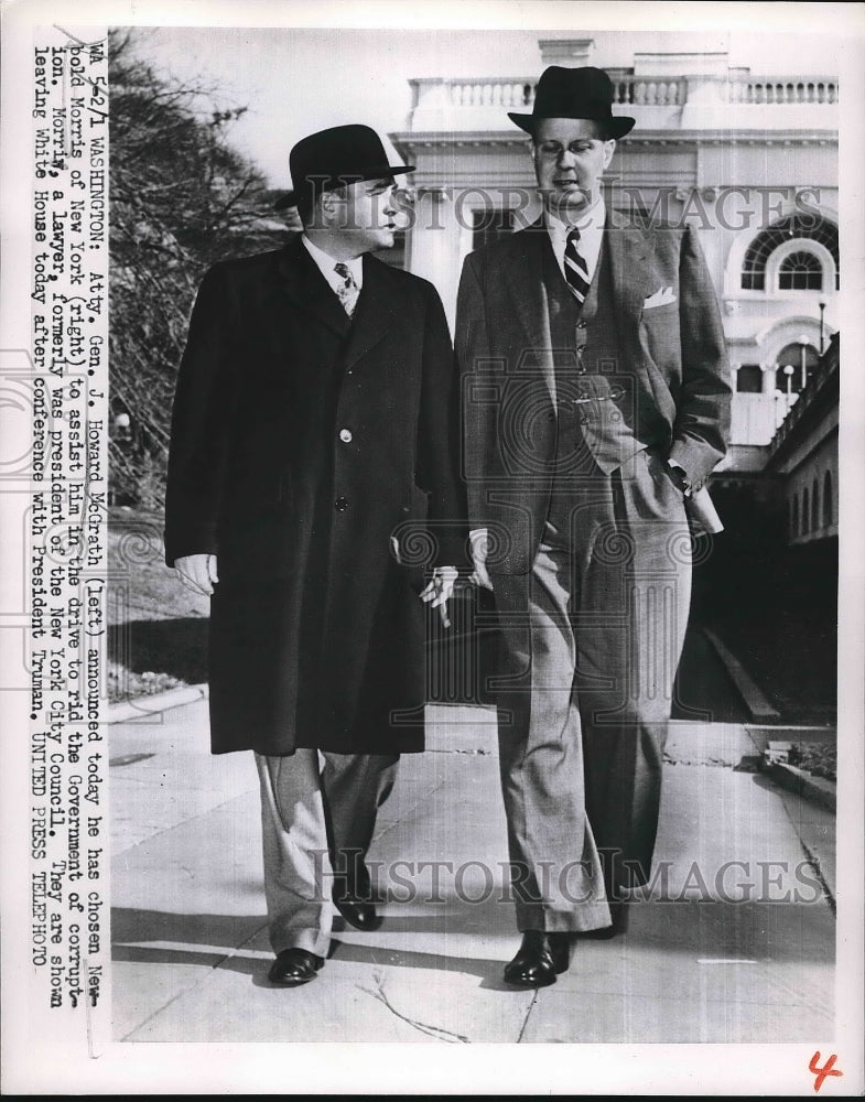 1952 Atty. Gen. Jay Howard McGrath with Newbold Morris  - Historic Images