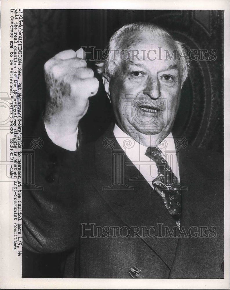 1954 Sen Pat Mcarran speaking to news officials  - Historic Images