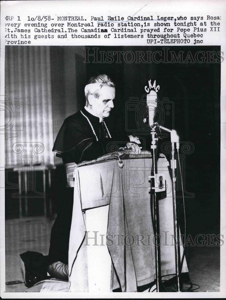 1958 Press Photo Paul Emile Cardinal Leger at St James Cathedral - Historic Images