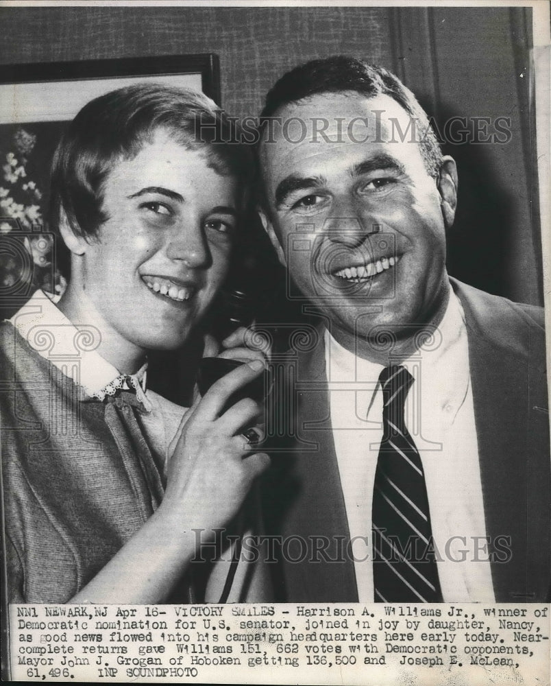 1958 Press Photo Harrison Williams Jr. Democratic nomination for Senate - Historic Images