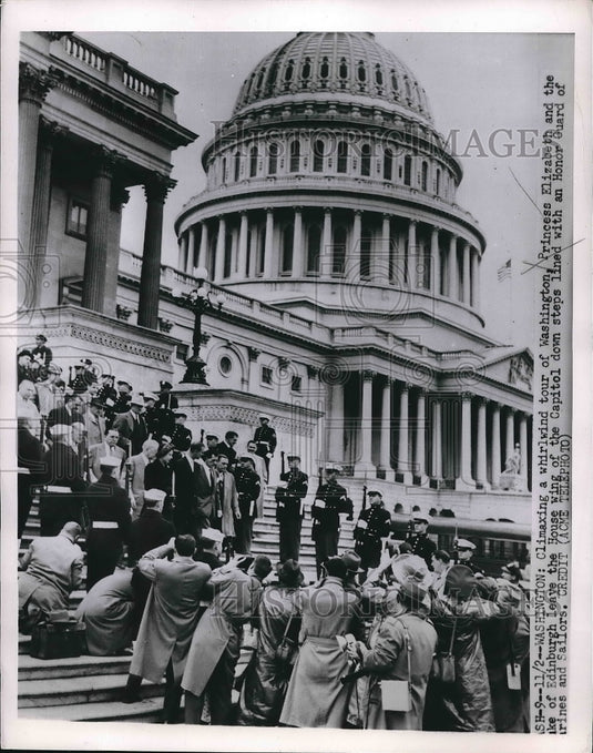 1951 Princess Elizabeth & Duke of Edinburgh at D.C. Capitol - Historic Images