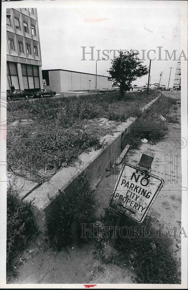 1971 Press Photo vacant lot owned by city of Cleveland on E 12th St. - nea84325 - Historic Images