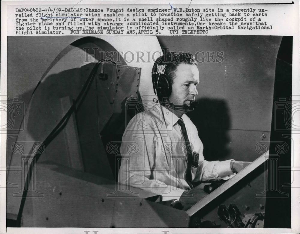 1959 Design engineer W.B. Enton at flight simulator  - Historic Images