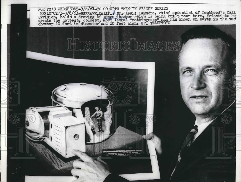 1961 Press Photo Dr. Lewis Larmore chief scientist - Historic Images