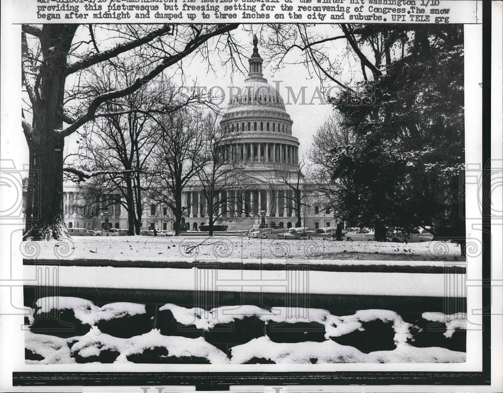 1962 Press Photo Washington D,C, capitol blanketed in snow - nea84508 - Historic Images
