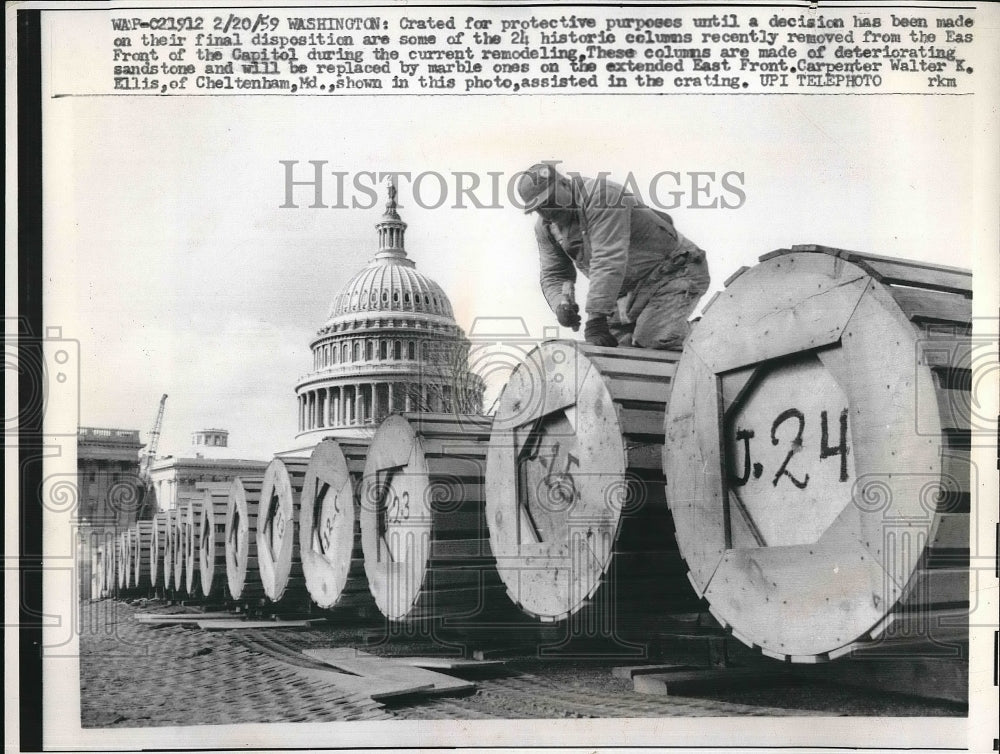 1959 Final disposition Columns removed from Capitol  - Historic Images