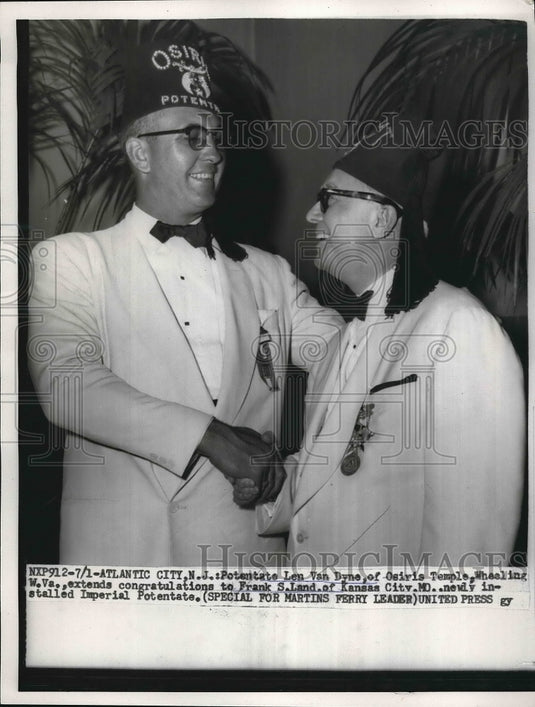 1954 Press Photo Potentate Len Van Dyne & Frank Land of Osiris Temple - Historic Images