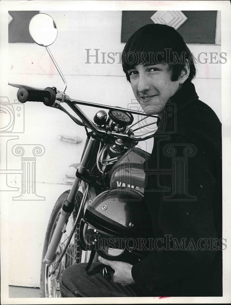 1972 Don Valich standing with his bike  - Historic Images