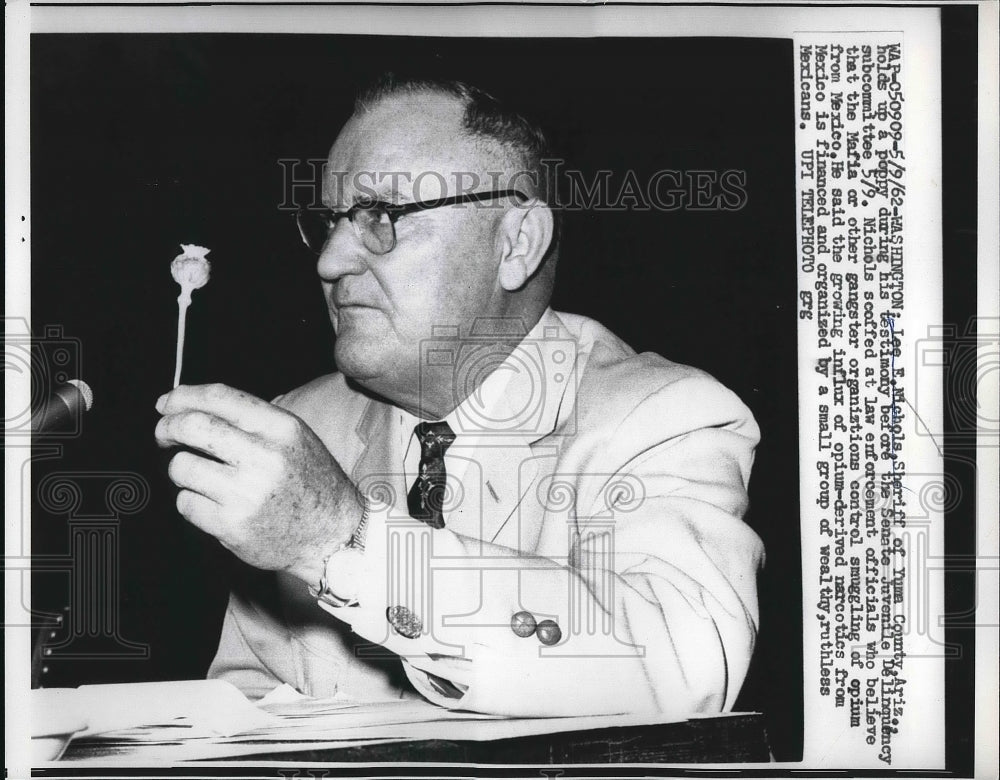 1962 Press Photo Lee E. Nichols, Sheriff of Yuma County, Ariz. - nea84752 - Historic Images