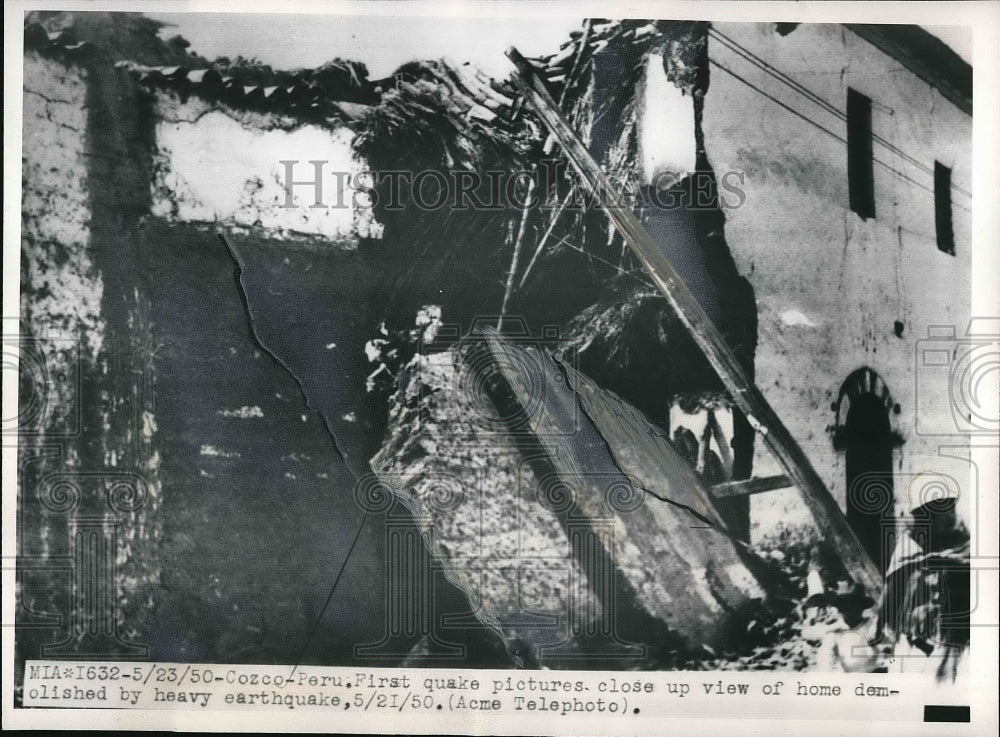 1950 Aftermath of a earthquake in Cozoo, Peru.  - Historic Images