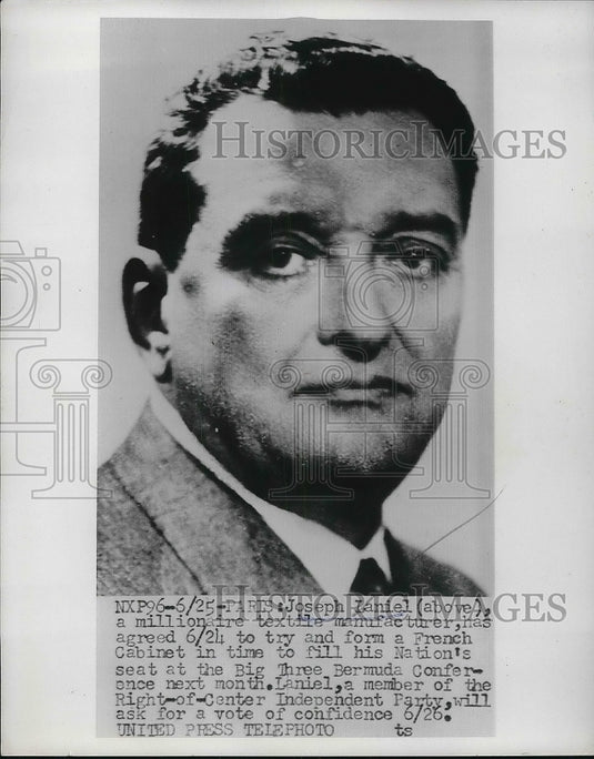 1953 Press Photo Joseph Laniel Millionaire Textile Manufacturer - nea84901 - Historic Images