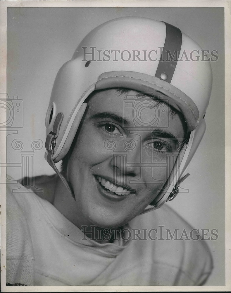 1955 Press Photo Football Player Wearing Helmet - nea85049 - Historic Images