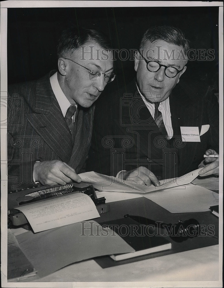 1940 Press Photo newspaper executives M. V. Atwood &amp; Donald Sterling in D.C. - Historic Images