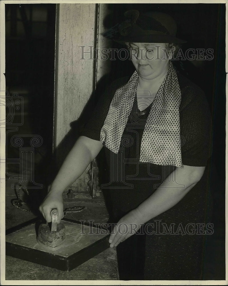 1938 Mrs Bessie Pastor Ironing Housewife  - Historic Images