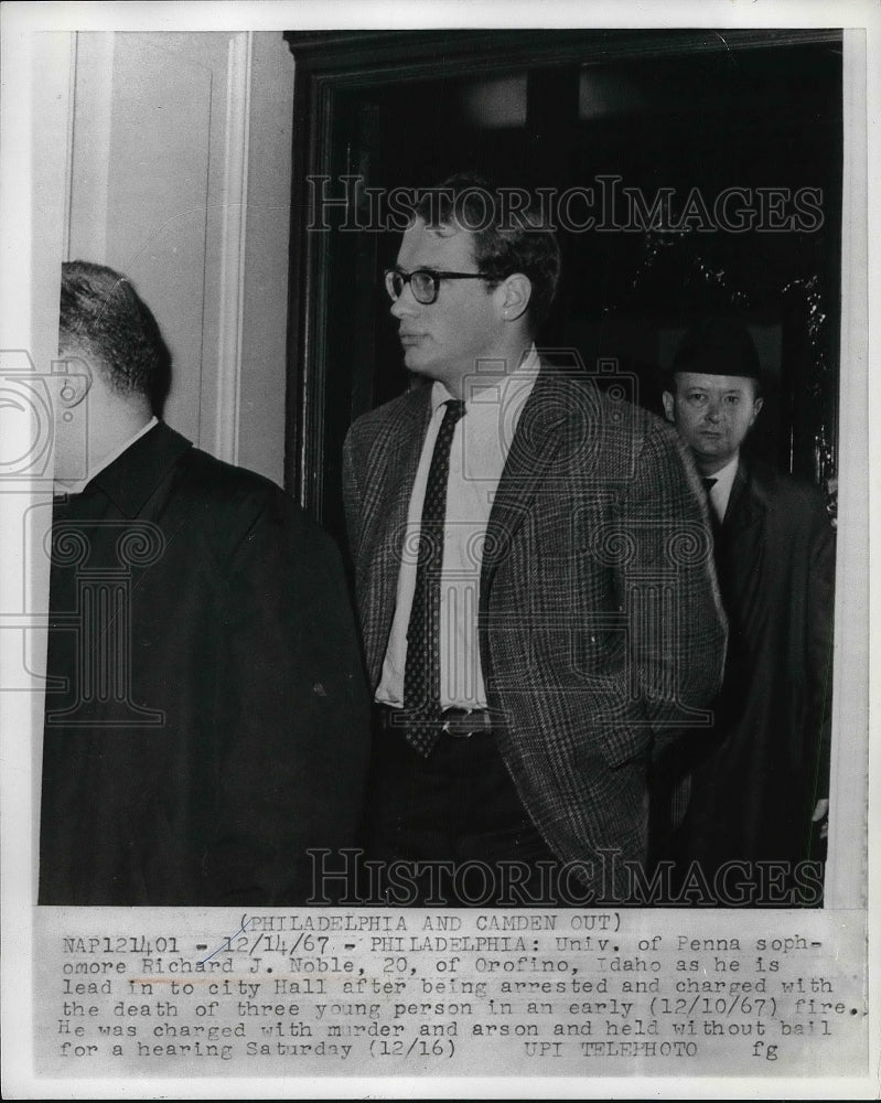 1967 Press Photo Richard J. Noble, 20, after being arrested - nea85310-Historic Images