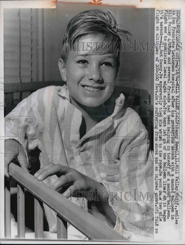 1964 Press Photo Danny Nowell recovers from accidental balloon flight - Historic Images