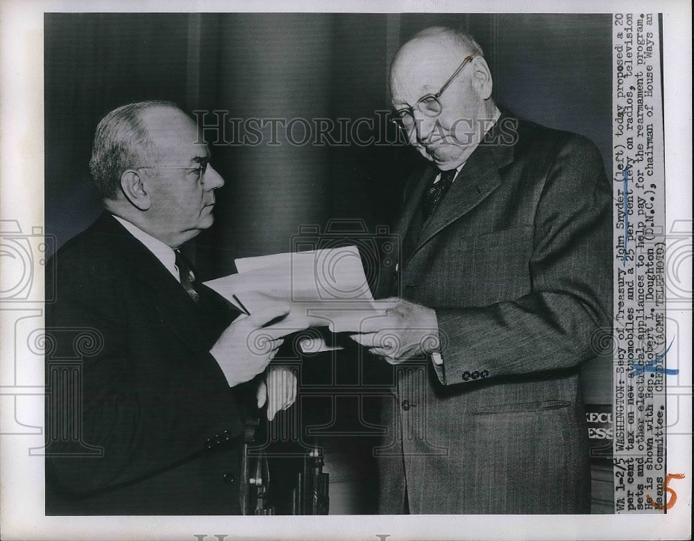1951 Press Photo Treasury Secretary John Snyder Proposed 20% Tax - nea85355-Historic Images