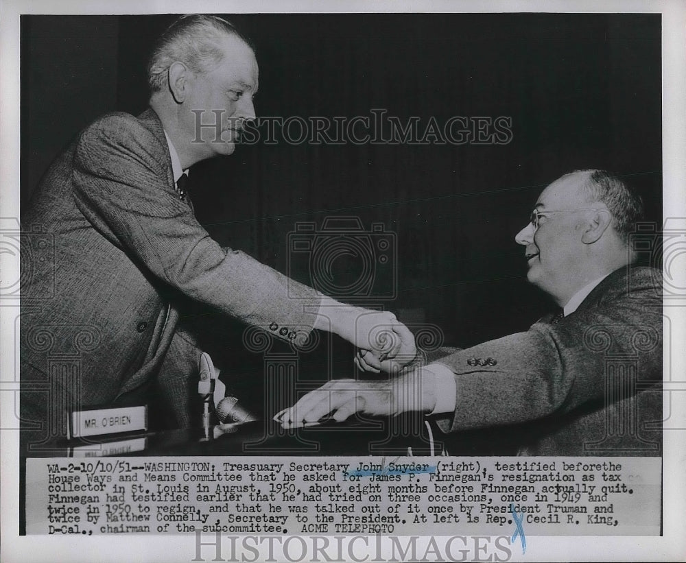 1951 Treasury Secretary John Snyder Testifies Before House - Historic Images