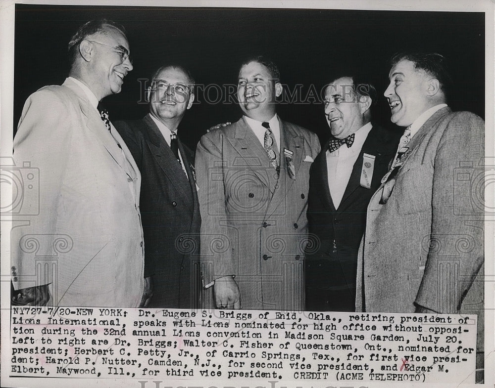 1949 Press Photo Lions Convention, Dr. Briggs, W. Fisher, H. Petty, H. Nutter-Historic Images