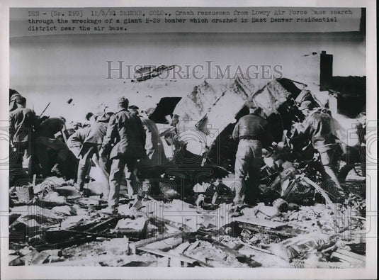1951 Lowry Air Force Base search wreckage of giant B29 bomber Denver - Historic Images