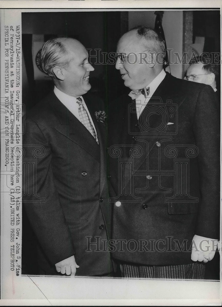 1953 Press Photo Gov. Arthur Langlie Talks with Gov. John S. Fine - nea85688 - Historic Images