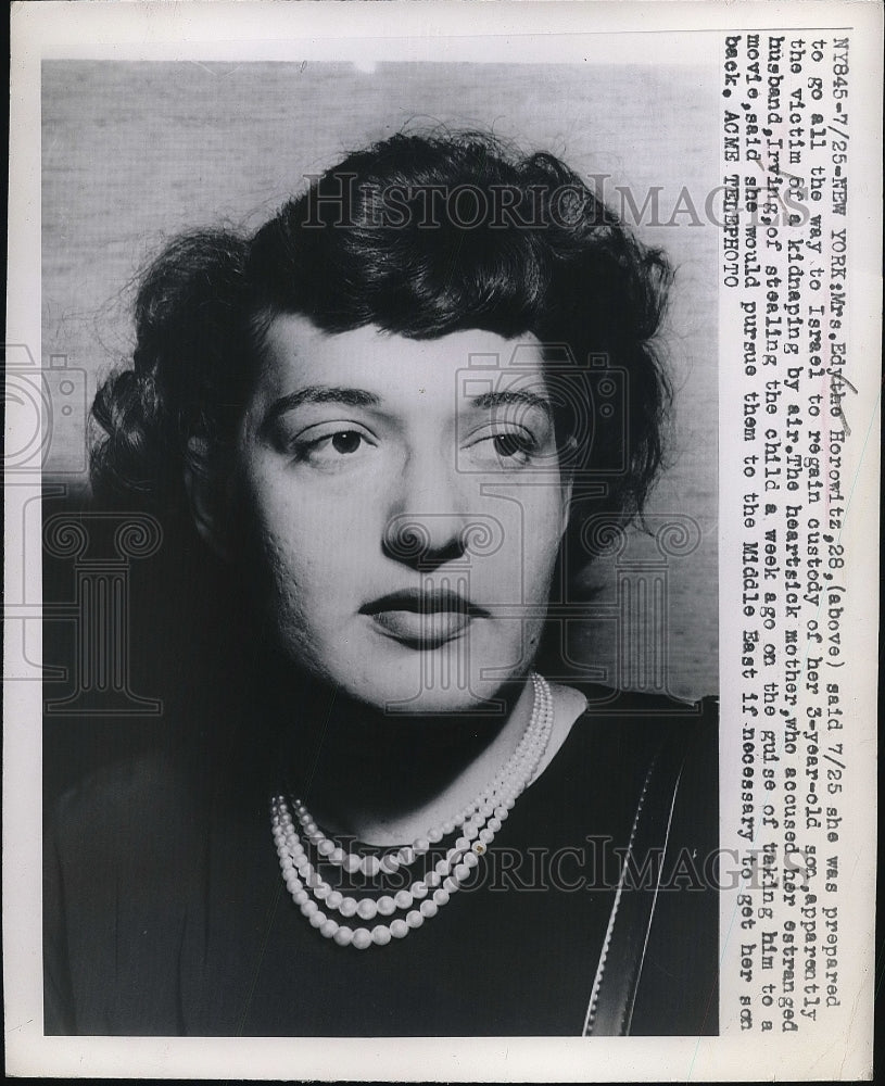 1949 Edythe Horowitz, accuser of husband of kidnapping her son - Historic Images