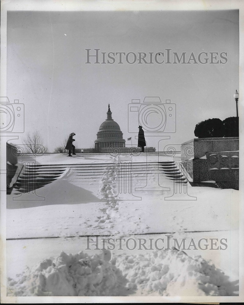 1947 Eight Inch Snowfall at Capitol in Washington D.C.  - Historic Images