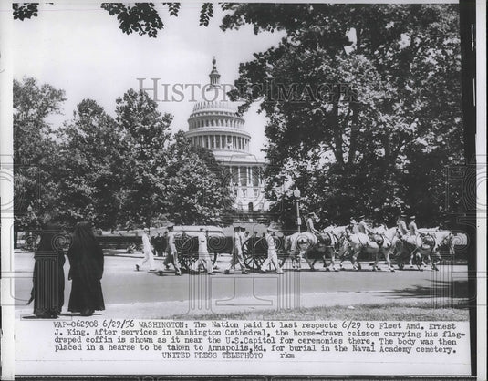1956 Press Photo The Nation Paid It Last Respects To Fleet Amd. Ernest J. King-Historic Images