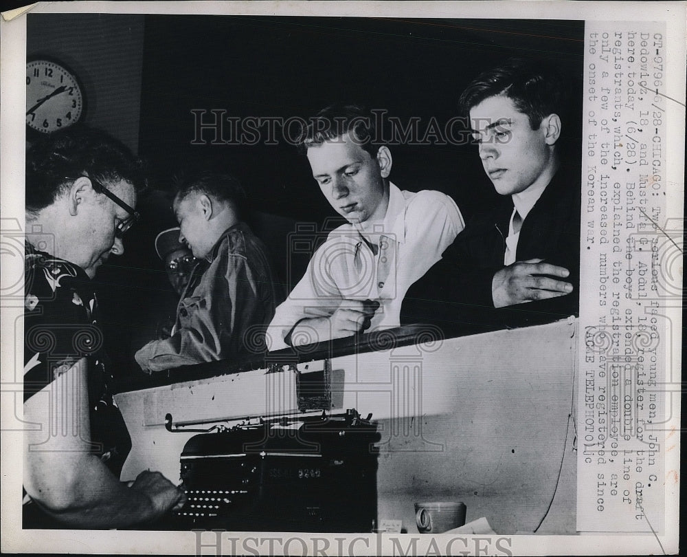 1950 John Dedowicz, Mustafa Abdul, registering for the draft - Historic Images