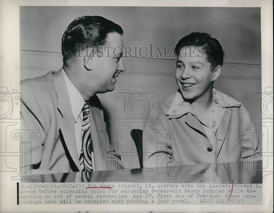 1948 Roy Adams Talks with Lawyer Joseph Gannon Before Murder Trial - Historic Images