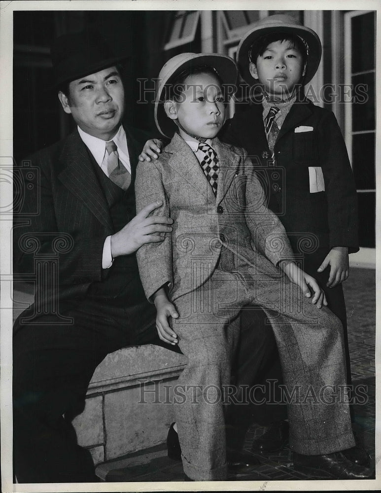 1941 Press Photo Hom Hin Shew &amp; sons Hom Kee &amp; Hom Nin in San Francisco - Historic Images