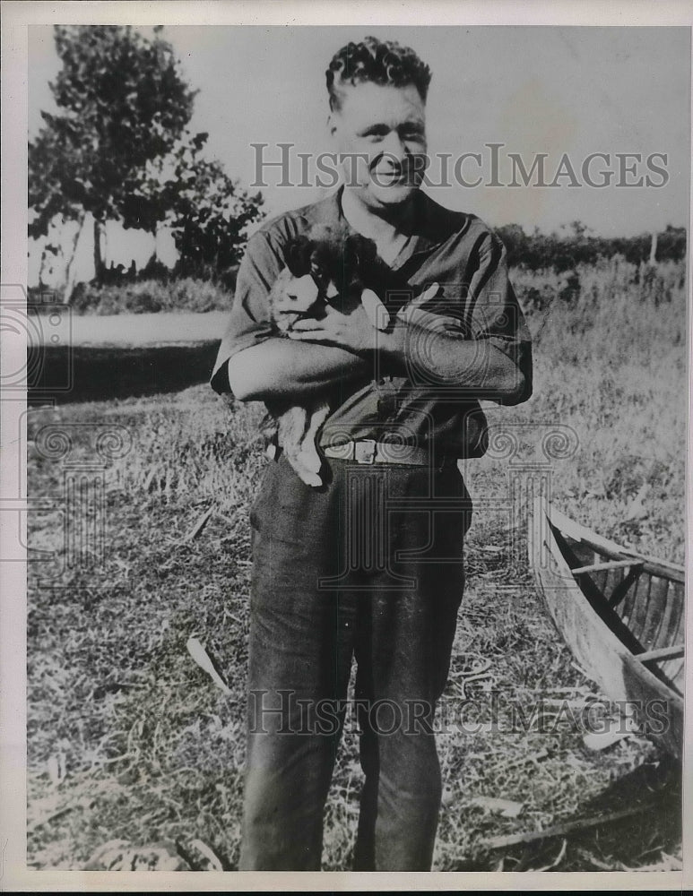 1938 Professor Lips &amp; his dog in Labrador  - Historic Images