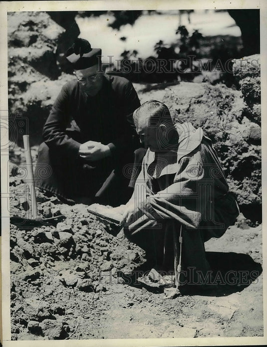 1935 Father Michael D'Connel Pastor & Henry Downie During Mission - Historic Images