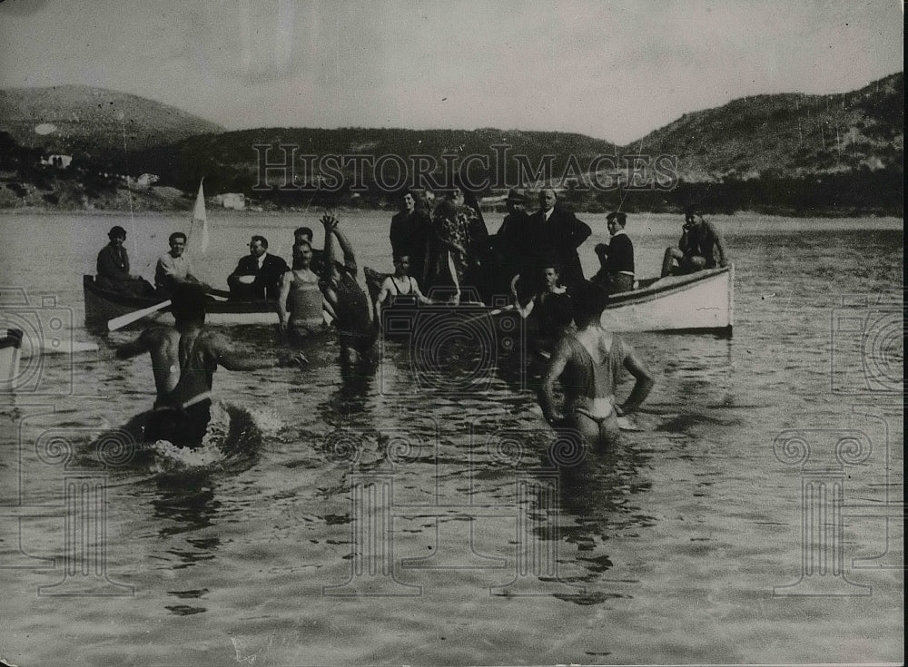 1937 Greek Religious ceremony of Baptising the Waters during winter. - Historic Images