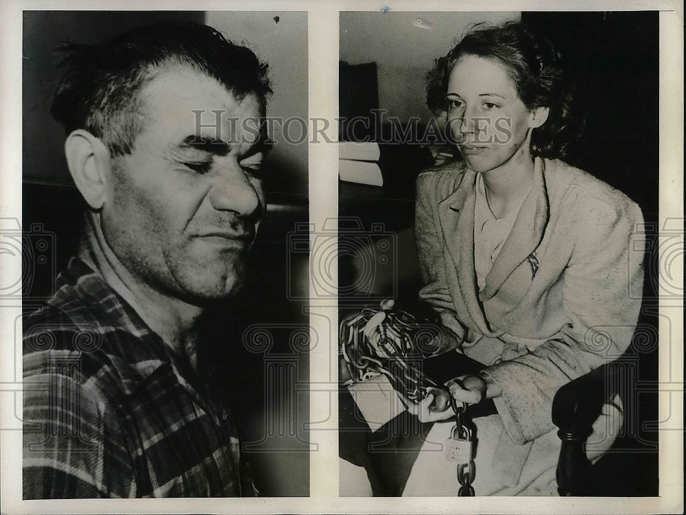 1942 Dixie Baretta Displays Chains She Says Her Husband Onorfrio - Historic Images