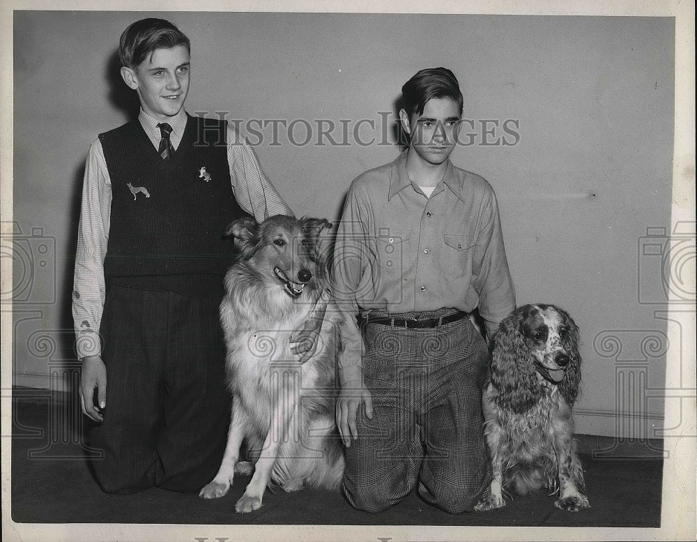 1945 Press Photo Flossie, Collie, R. Wachtel, John Kaercher, cocker spaniel - Historic Images