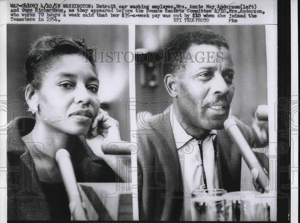 1959 Annie May Anderson, Gus Richardson during Rackets Hearing - Historic Images
