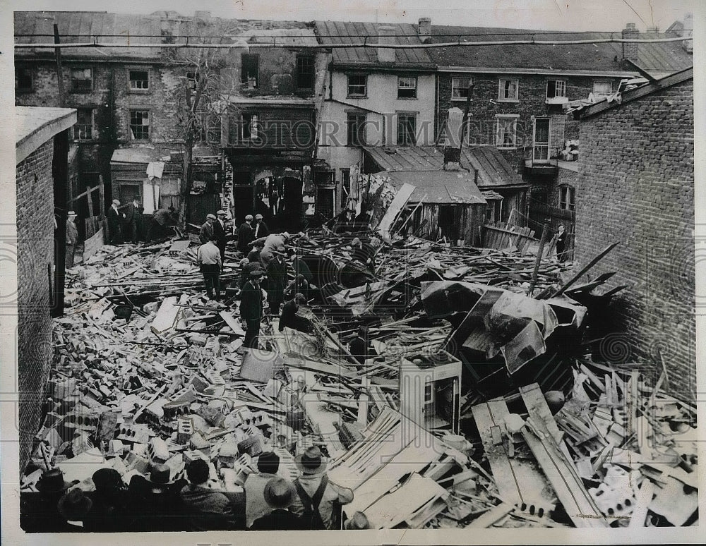 1934 Press Photo Ruins Bombed Night Club Dutch Grill in Chester PA Gang warfare-Historic Images