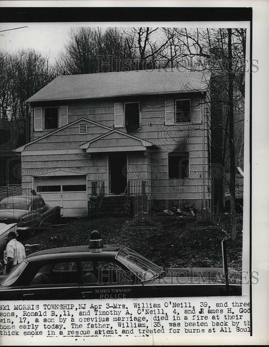 1963 Press Photo Mrs. William O'Neill and sons died in fire New Jersey - Historic Images