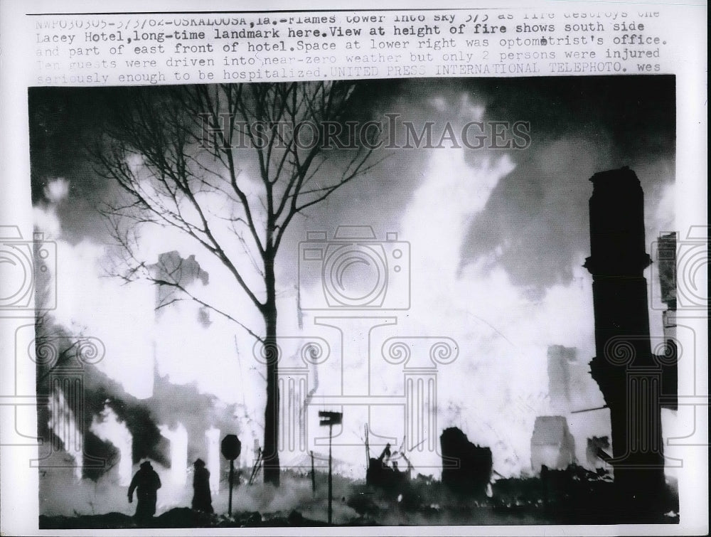 1962 Oskaloosa Tower fire Lacey Hotel  - Historic Images