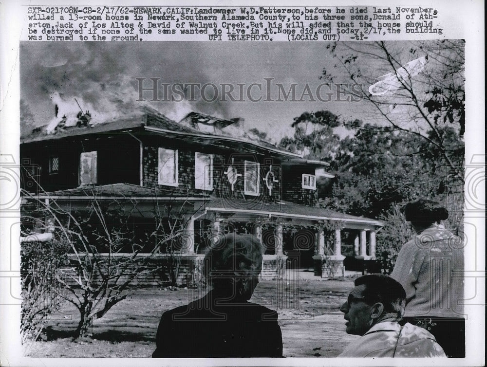 1962 Press Photo Donald Jack & David Patterson Watch Home Left To Them-Historic Images
