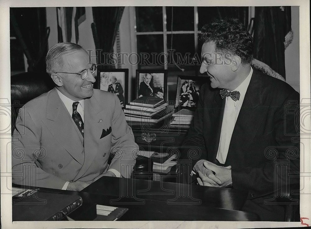 1945 Governor Frank J. Lausche Visits with President Truman - Historic Images